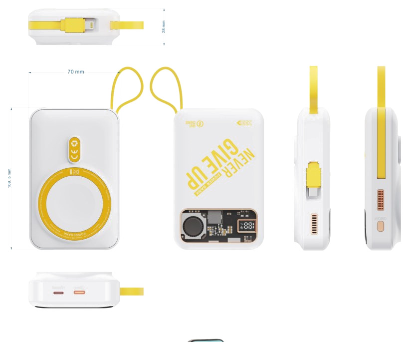 3-in-1 Magnetic Wireless Power Bank with Built-in Cables - 10000mAh (DG-F3)