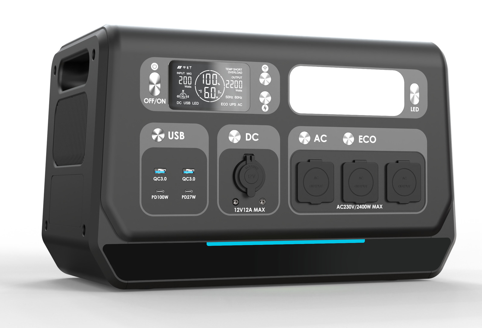Portable Power Station - 2400W 2048Wh, Expandable to 10kWh (SGR-PPS2400-3)